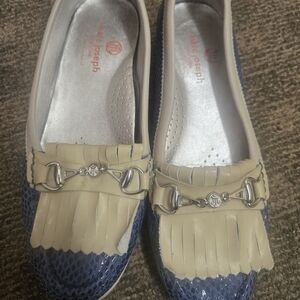 Marc Joseph New York women's golf loafers in blue snakeskin print Sz 8